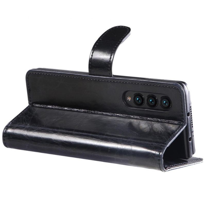 Capa Flip Para Samsung Galaxy Z Fold 4 Multi-bolsos De Couro Falso