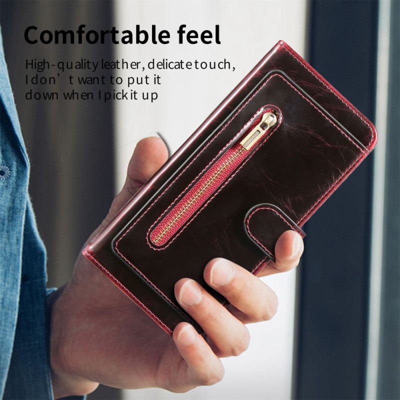 Capa Flip Para Samsung Galaxy Z Fold 4 Multi-bolsos De Couro Falso