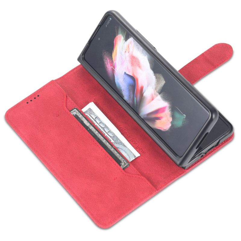 Capa Flip Para Samsung Galaxy Z Fold 4 Capa Tipo Carteira Carteira De Costura Azns