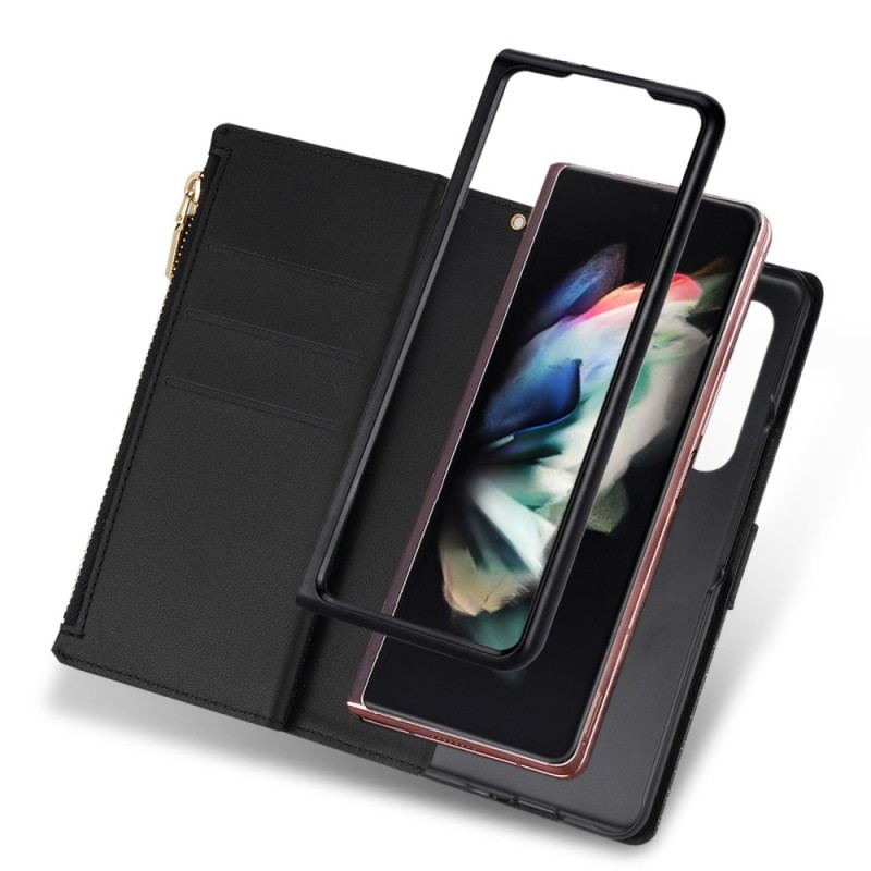 Capa Flip Para Samsung Galaxy Z Fold 4 Ultra Lantejoulas Com Alça