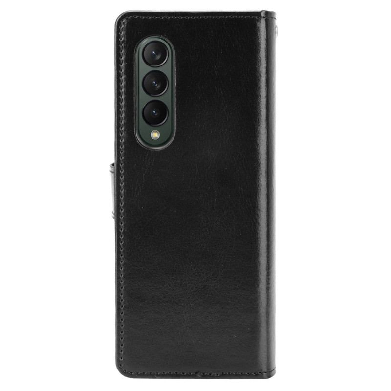 Capa Folio Para Samsung Galaxy Z Fold 4 De Cordão Clássico Couro Sintético Liso Com Tiras