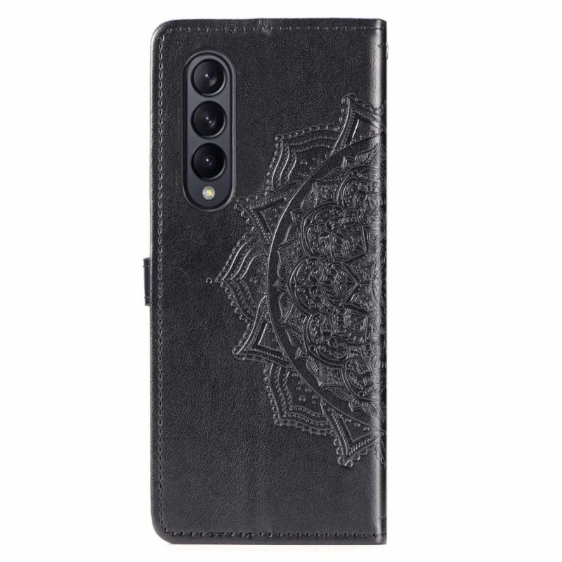 Capa Folio Para Samsung Galaxy Z Fold 4 De Cordão Mandala Medieval Strappy