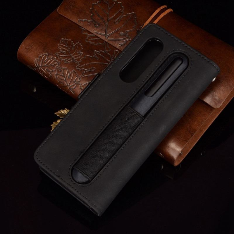 Capa Folio Para Samsung Galaxy Z Fold 4 Espião Com Armazenamento De Caneta