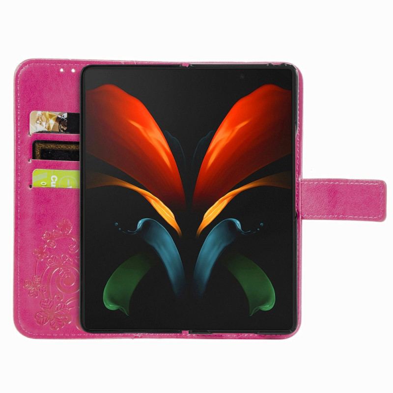 Capa Folio Para Samsung Galaxy Z Fold 4 Padrão De Trevos Com Alça