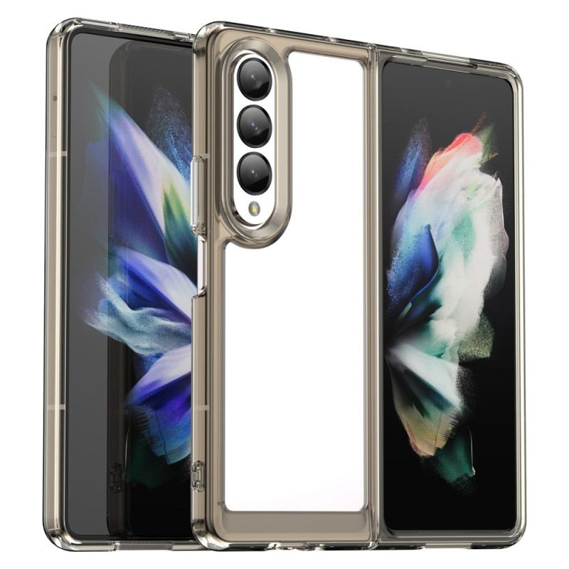 Capa Para Samsung Galaxy Z Fold 4 Bordas Coloridas Transparentes