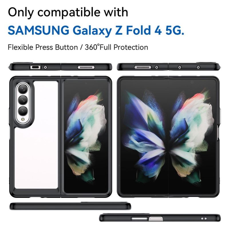 Capa Para Samsung Galaxy Z Fold 4 Bordas Coloridas Transparentes