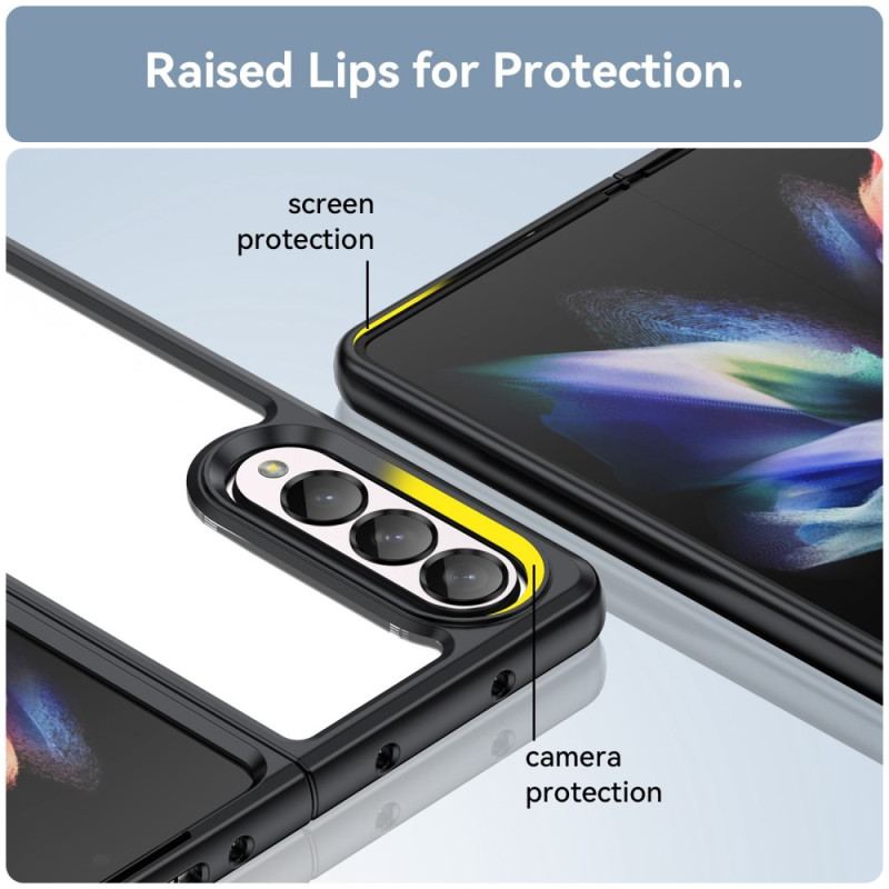 Capa Para Samsung Galaxy Z Fold 4 Bordas Coloridas Transparentes