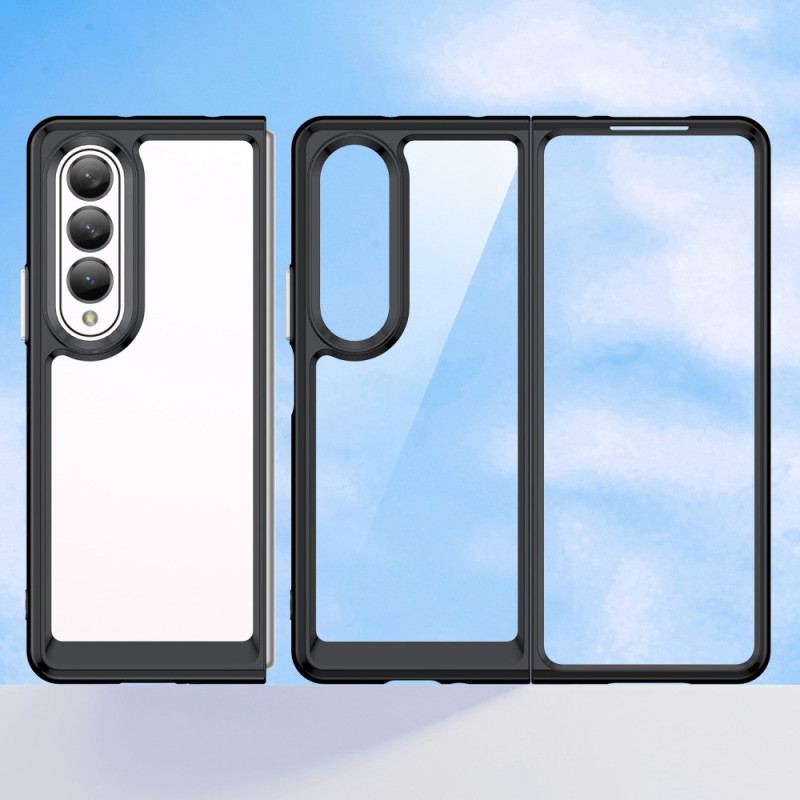 Capa Para Samsung Galaxy Z Fold 4 Bordas Coloridas Transparentes