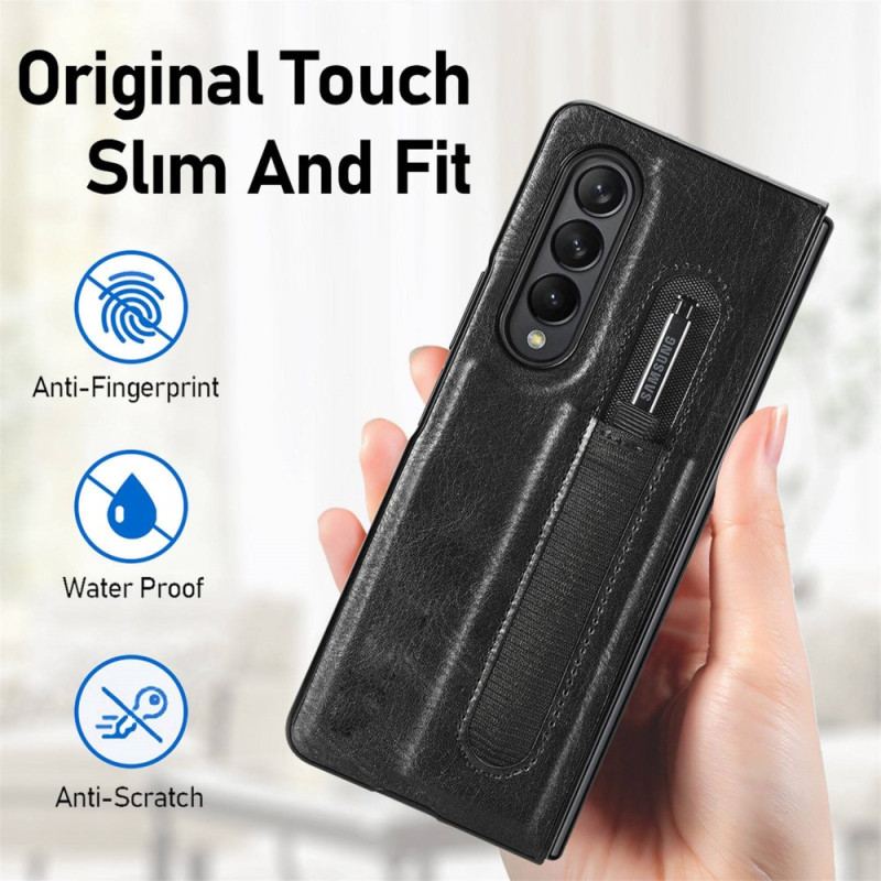 Capa Para Samsung Galaxy Z Fold 4 Caneta De Couro Falso