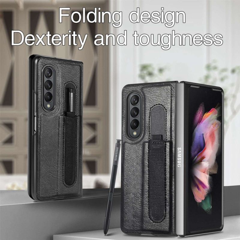 Capa Para Samsung Galaxy Z Fold 4 Caneta De Couro Falso