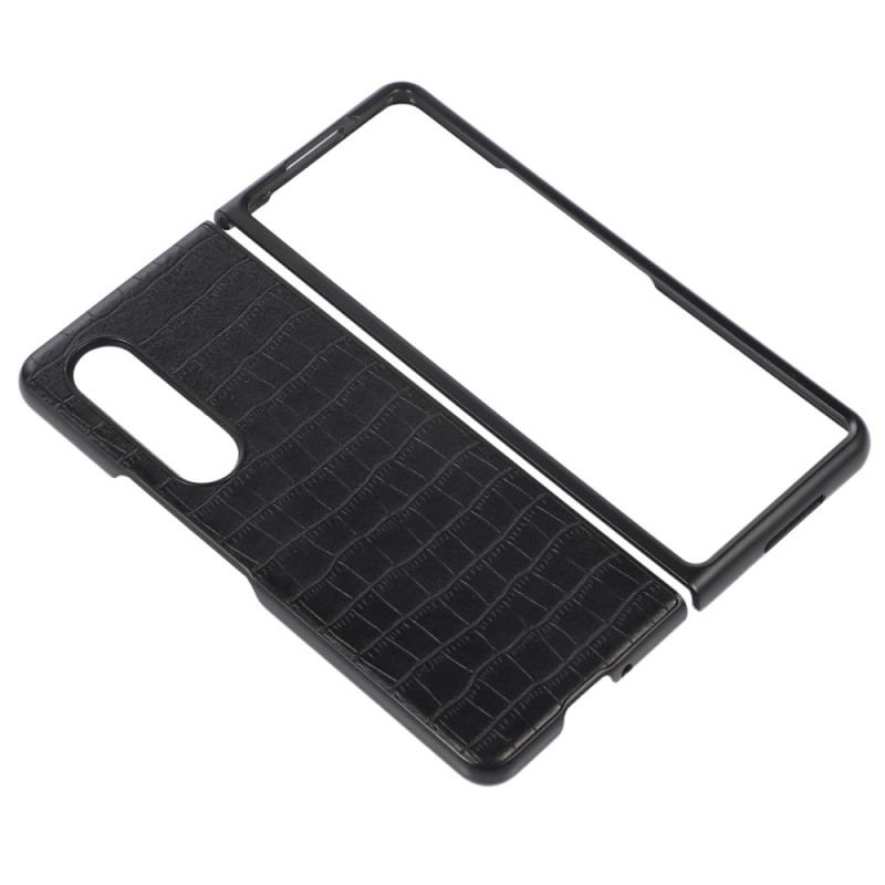 Capa Para Samsung Galaxy Z Fold 4 Couro Falso De Crocodilo