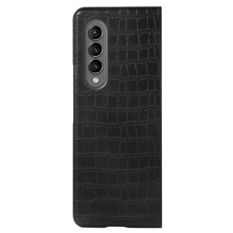 Capa Para Samsung Galaxy Z Fold 4 Couro Falso De Crocodilo