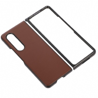 Capa Para Samsung Galaxy Z Fold 4 Couro Genuíno Clássico Revestido