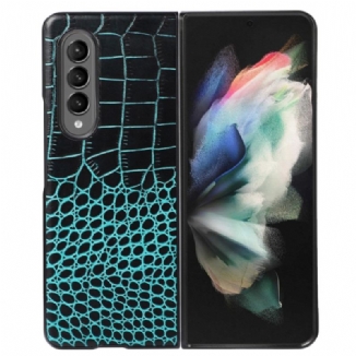 Capa Para Samsung Galaxy Z Fold 4 Couro Genuíno Com Efeito De Crocodilo Da Moda