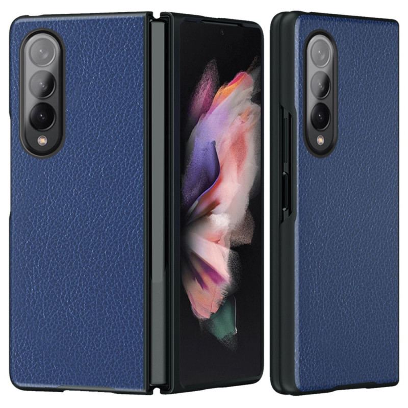 Capa Para Samsung Galaxy Z Fold 4 Couro Sintético Revestido De Lichia