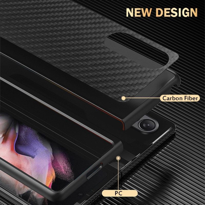 Capa Para Samsung Galaxy Z Fold 4 Fibra De Carbono E Microfibra