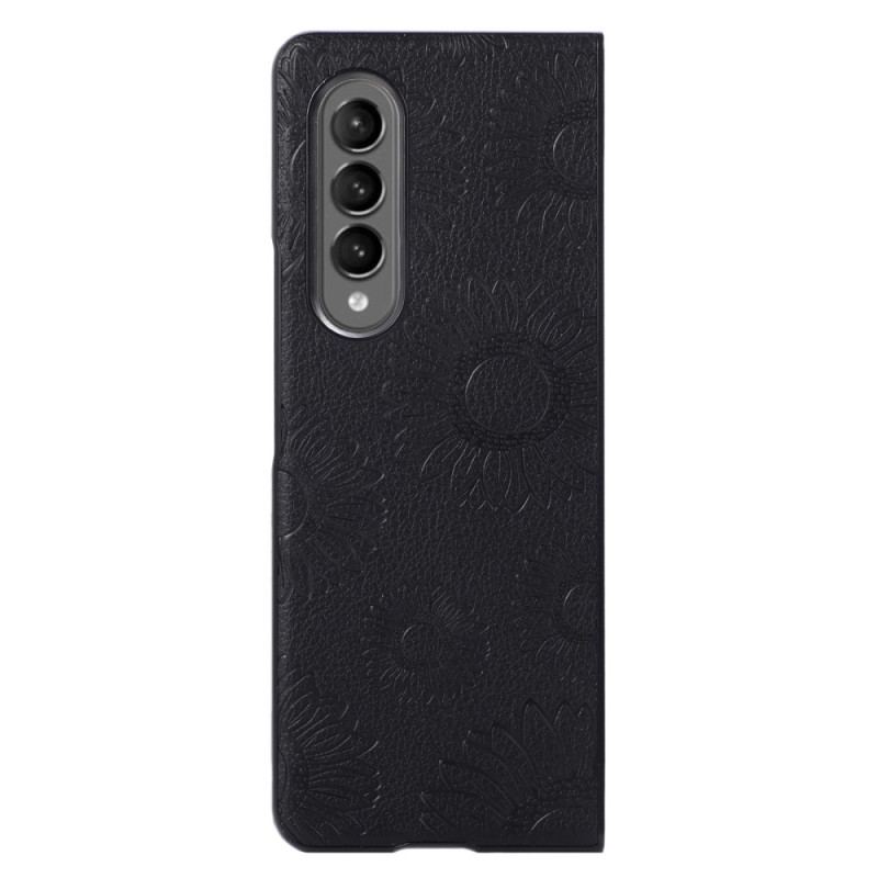 Capa Para Samsung Galaxy Z Fold 4 Padrão De Girassol Revestido De Imitação De Couro