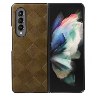 Capa Para Samsung Galaxy Z Fold 4 Padrão Xadrez De Imitação De Couro