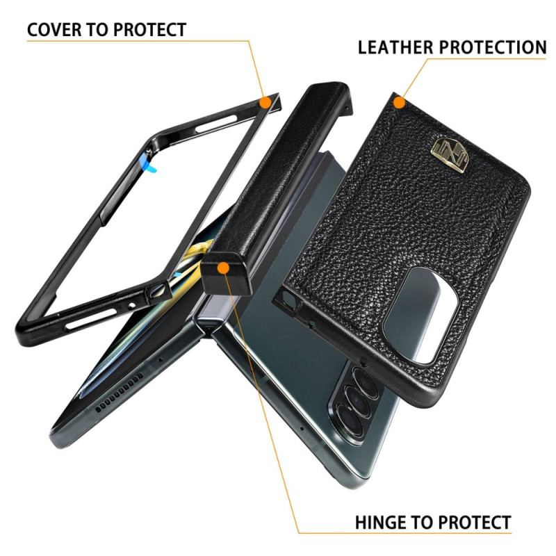 Capa Para Samsung Galaxy Z Fold 4 Patch De Couro Caseneo