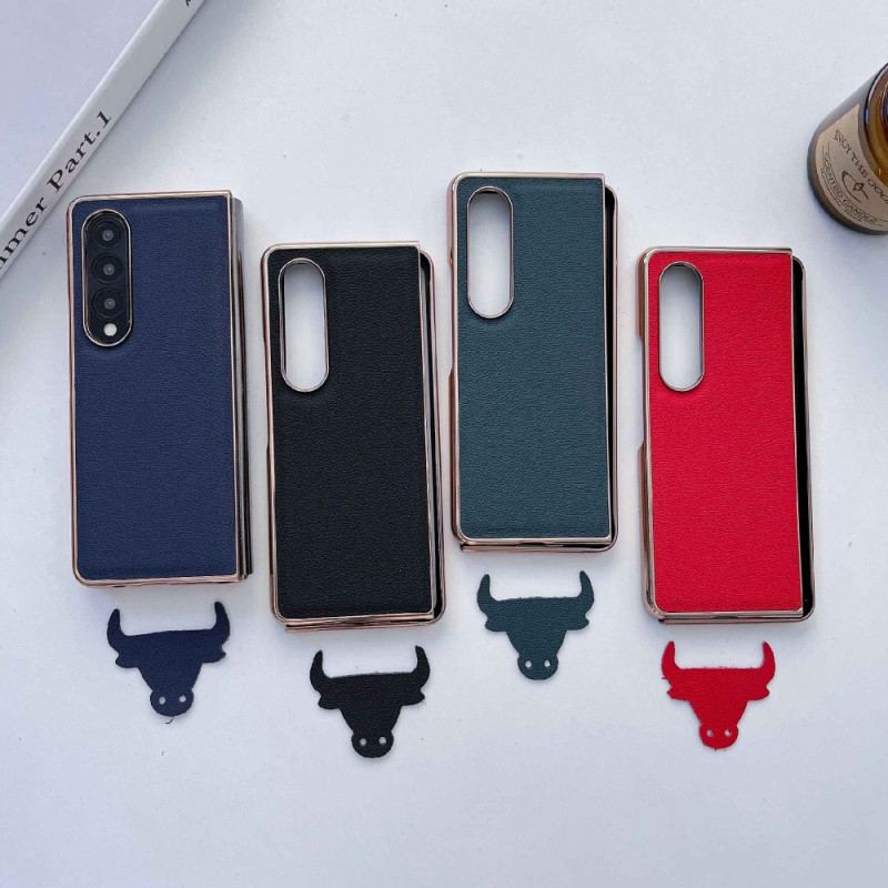 Capa Para Samsung Galaxy Z Fold 4 Pele De Bezerro Falsa