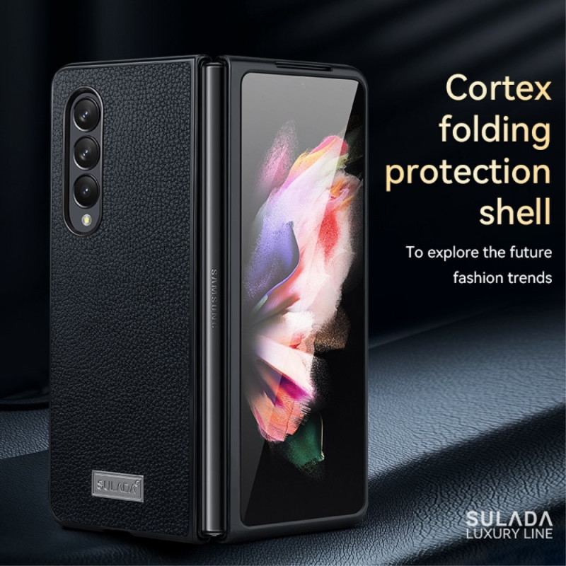 Capa Para Samsung Galaxy Z Fold 4 Sulada Litchi Couro Sintético