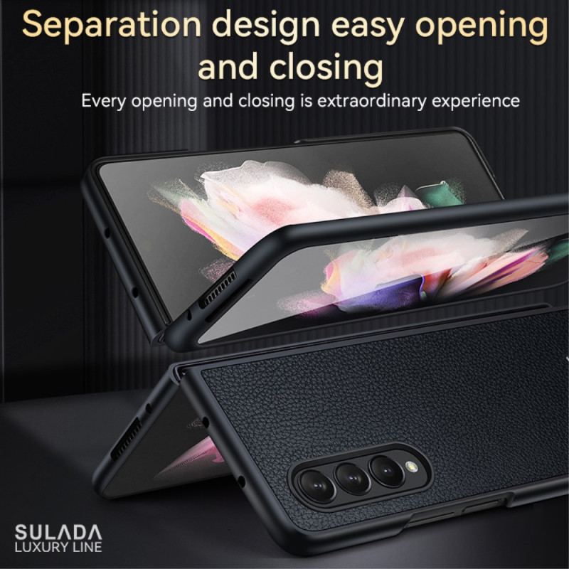 Capa Para Samsung Galaxy Z Fold 4 Sulada Litchi Couro Sintético