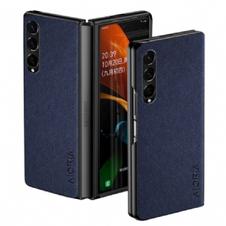 Capa Para Samsung Galaxy Z Fold 4 Textura Tecida De Couro Sintético Aioria