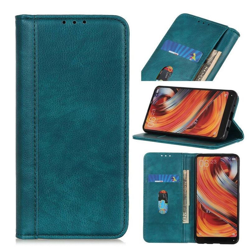 Capa De Celular Para Samsung Galaxy A41 Flip Clássico Couro De Lichia Rachado