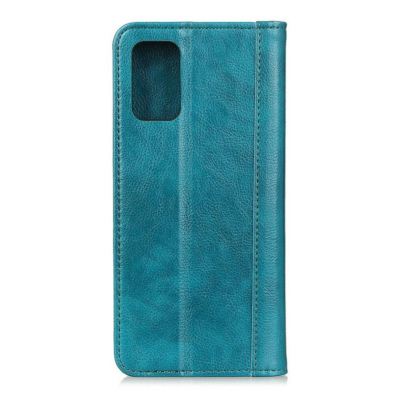 Capa De Celular Para Samsung Galaxy A41 Flip Clássico Couro De Lichia Rachado