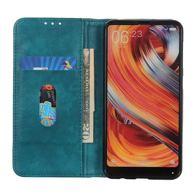 Capa De Celular Para Samsung Galaxy A41 Flip Clássico Couro De Lichia Rachado