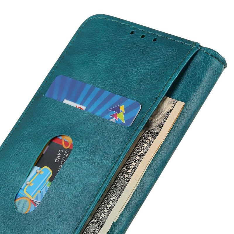 Capa De Celular Para Samsung Galaxy A41 Flip Clássico Couro De Lichia Rachado