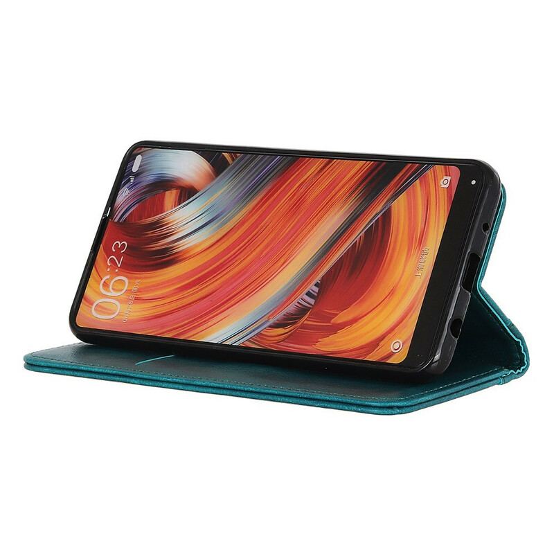 Capa De Celular Para Samsung Galaxy A41 Flip Clássico Couro De Lichia Rachado