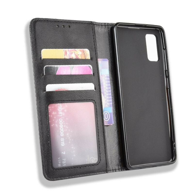 Capa De Celular Para Samsung Galaxy A41 Flip Efeito Couro Vintage Estilizado