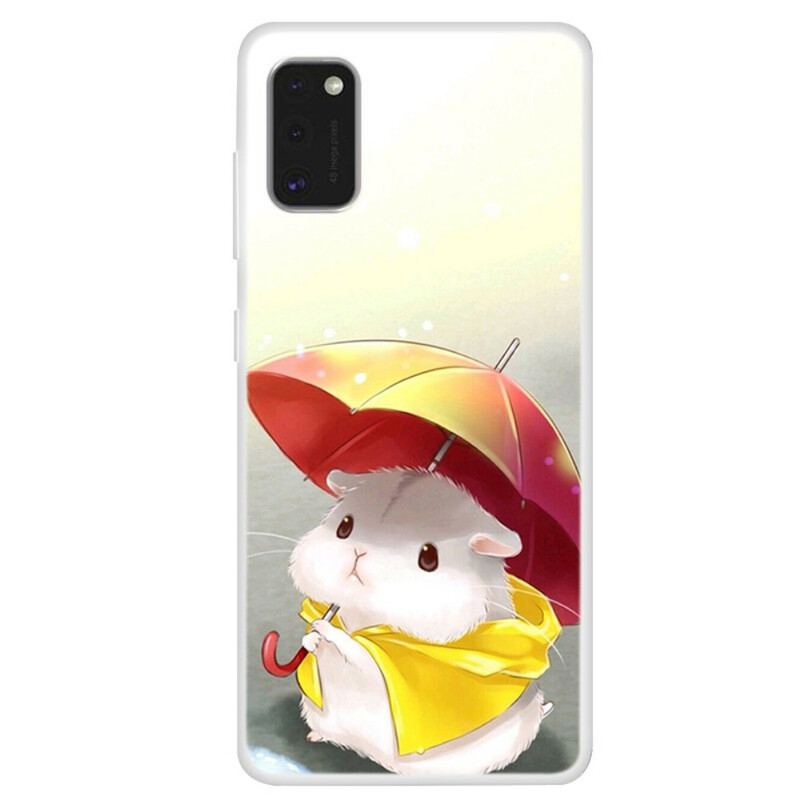 Capa De Celular Para Samsung Galaxy A41 Hamster Na Chuva