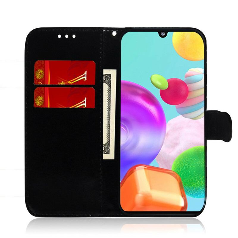 Capa De Couro Para Samsung Galaxy A41 Cor Pura