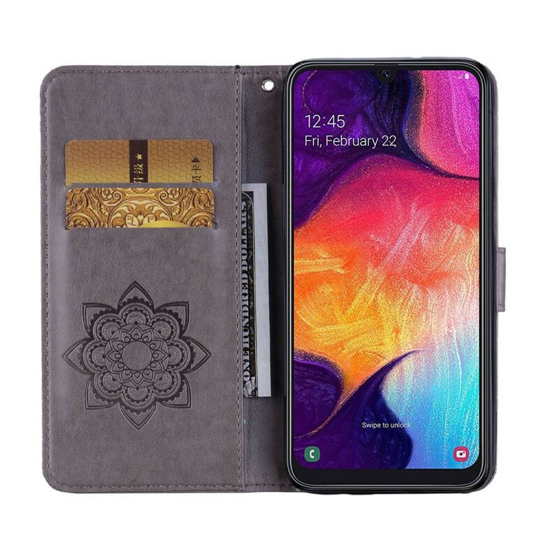 Capa De Couro Para Samsung Galaxy A41 Coruja Mandala E Charme