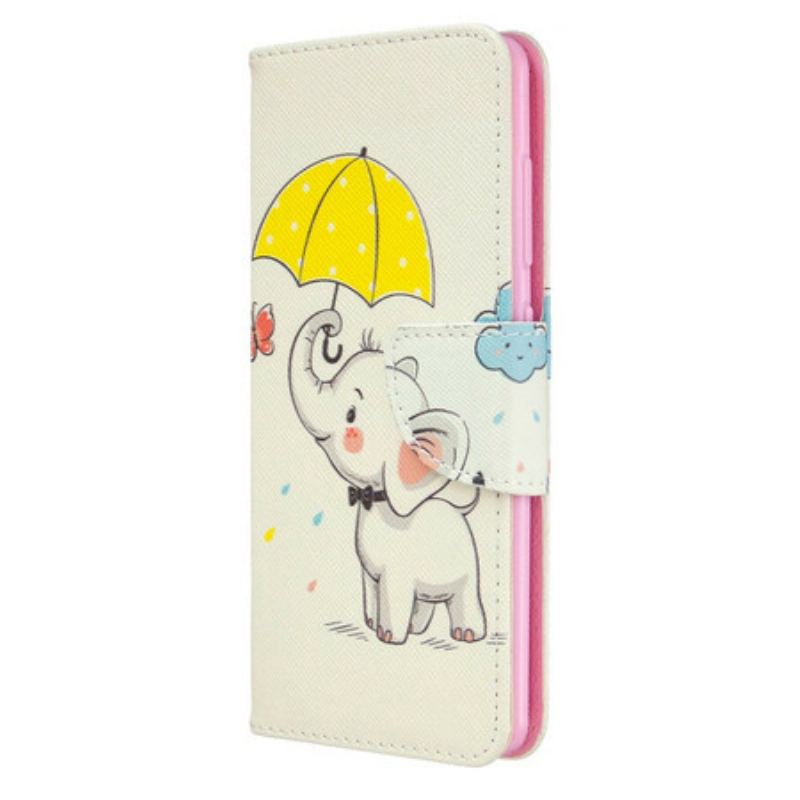 Capa De Couro Para Samsung Galaxy A41 Elefante Bébé