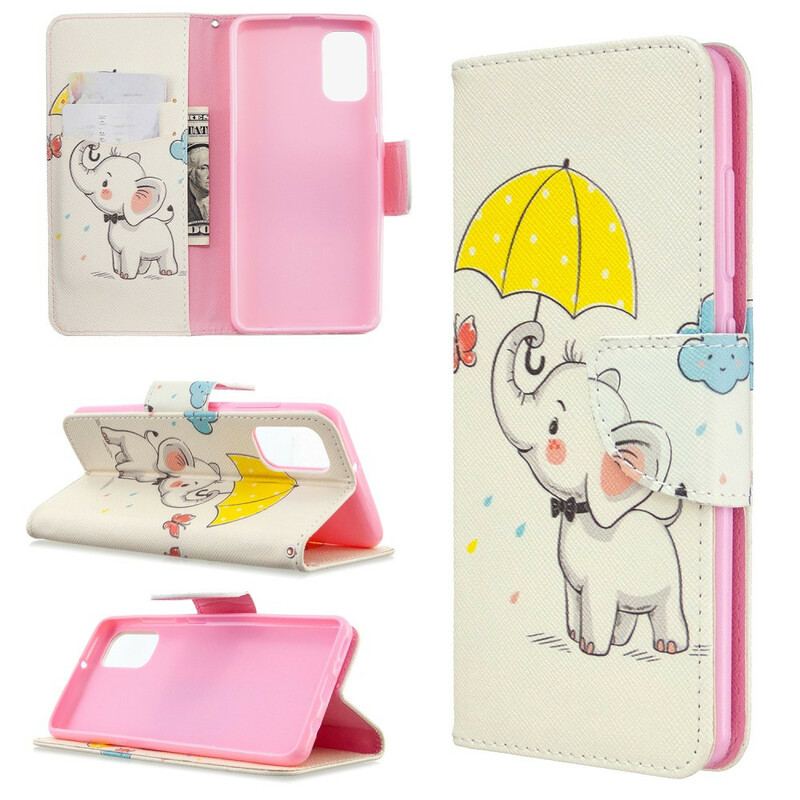 Capa De Couro Para Samsung Galaxy A41 Elefante Bébé