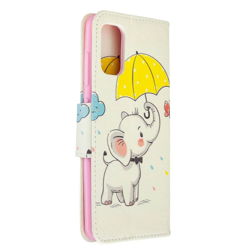 Capa De Couro Para Samsung Galaxy A41 Elefante Bébé