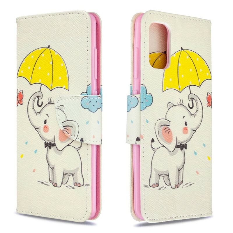 Capa De Couro Para Samsung Galaxy A41 Elefante Bébé