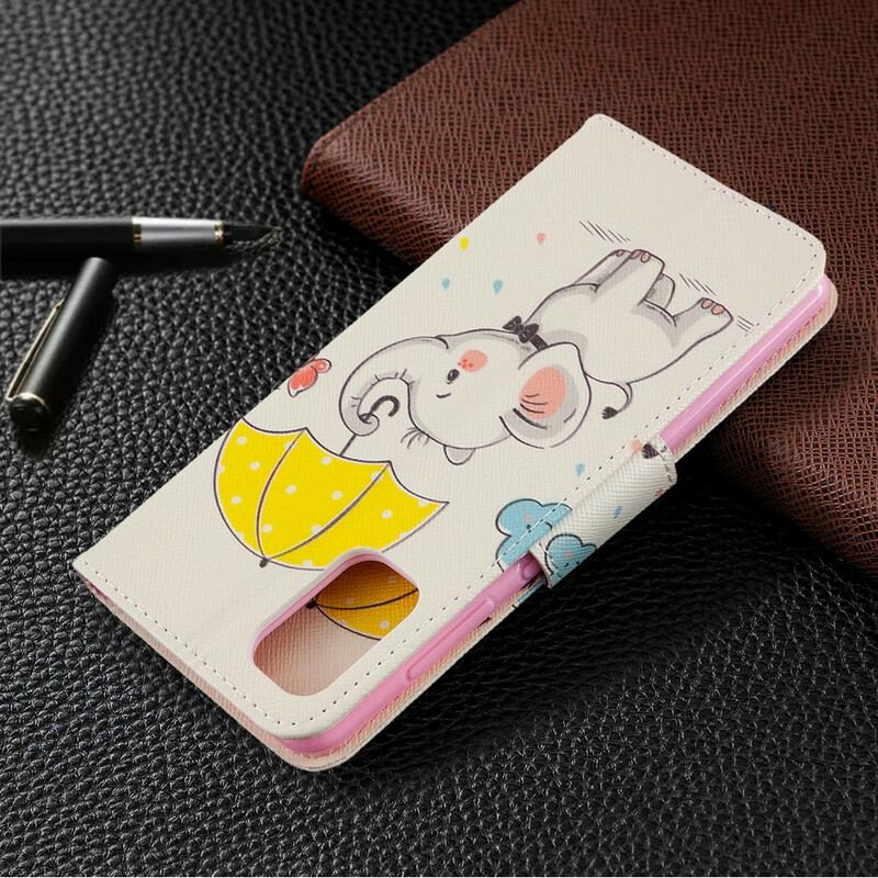 Capa De Couro Para Samsung Galaxy A41 Elefante Bébé