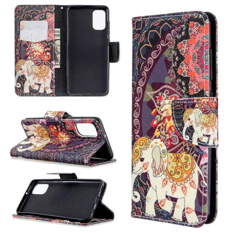 Capa De Couro Para Samsung Galaxy A41 Elefante Indiano