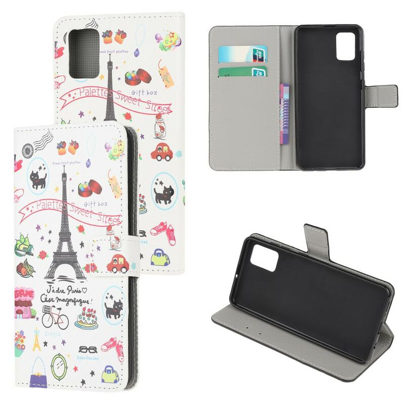 Capa De Couro Para Samsung Galaxy A41 Eu Amo Paris