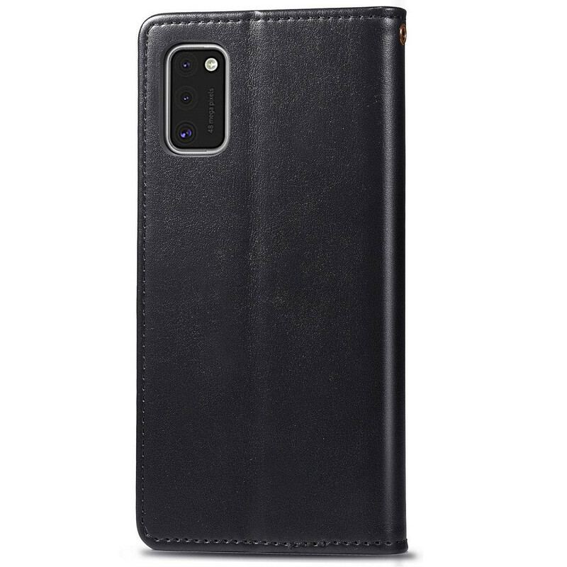 Capa De Couro Para Samsung Galaxy A41 Couro Falso E Fecho Vintage