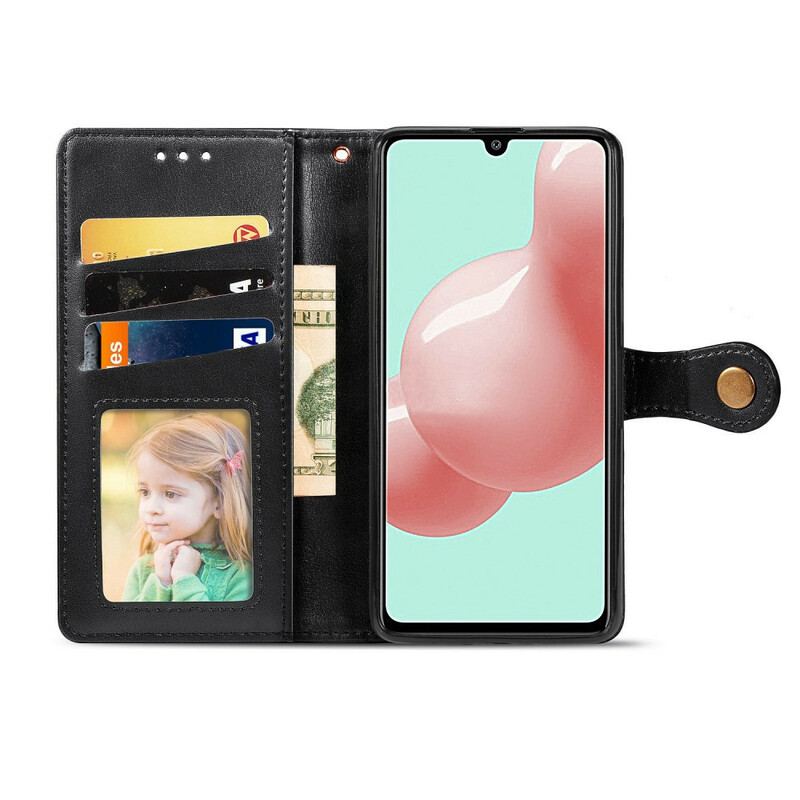 Capa De Couro Para Samsung Galaxy A41 Couro Falso E Fecho Vintage