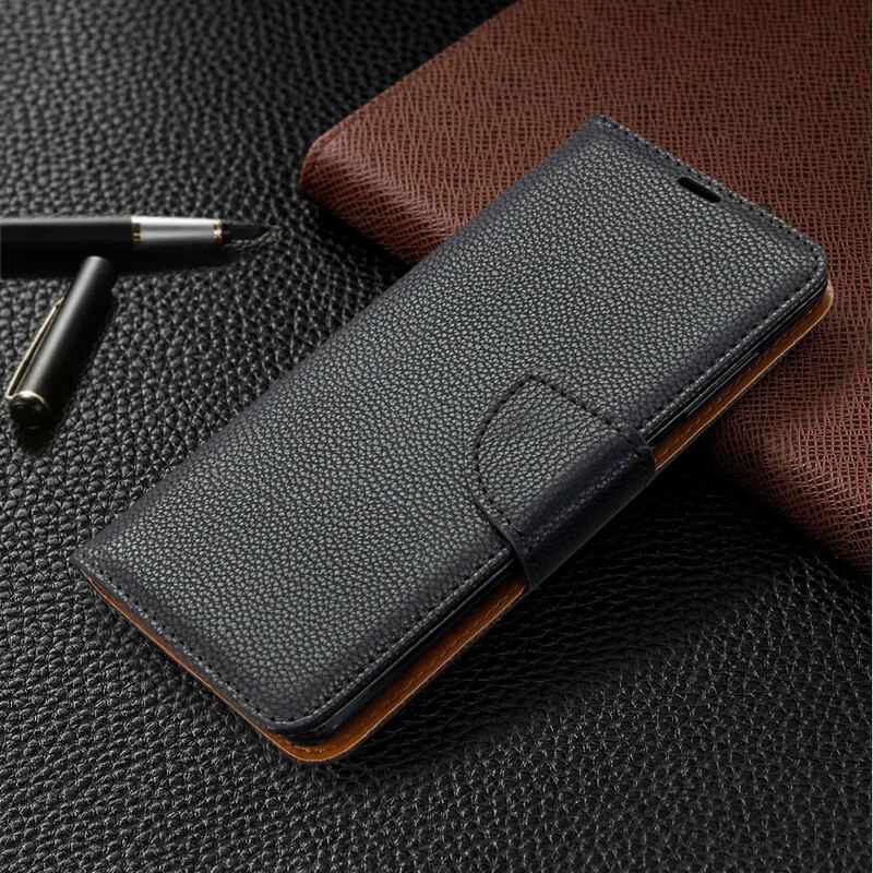 Capa De Couro Para Samsung Galaxy A41 Flip Lichia Rabat Oblíqua