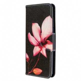 Capa De Couro Para Samsung Galaxy A41 Flor Rosa