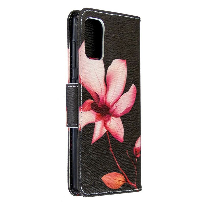 Capa De Couro Para Samsung Galaxy A41 Flor Rosa