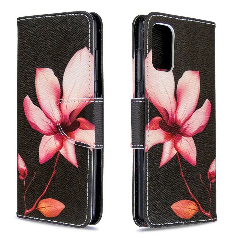 Capa De Couro Para Samsung Galaxy A41 Flor Rosa