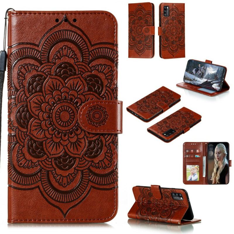 Capa De Couro Para Samsung Galaxy A41 Mandala Completa